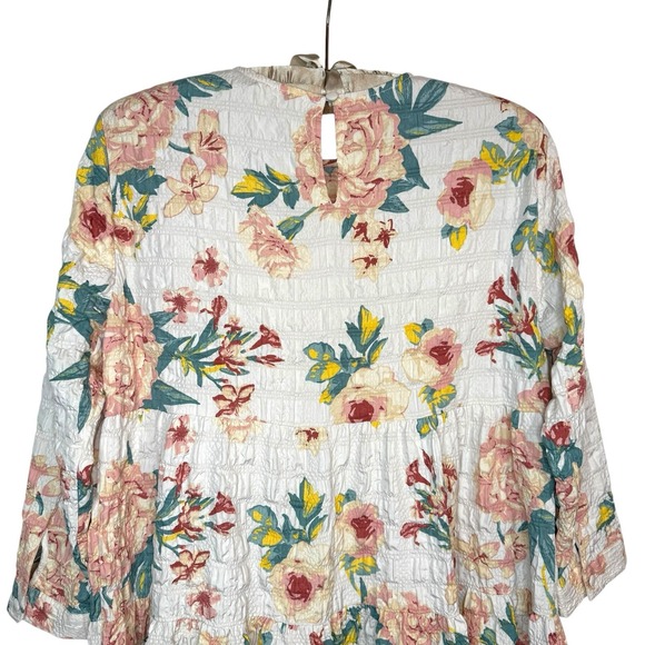 ZARA Sharon Floral Babydoll Dress M Ruffle Hem Loose‎ Fit Mini Short Tiered - Picture 6 of 11